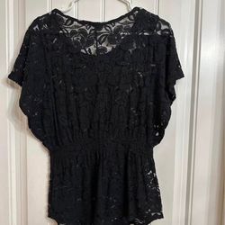 Ladies black lace blouse . Large