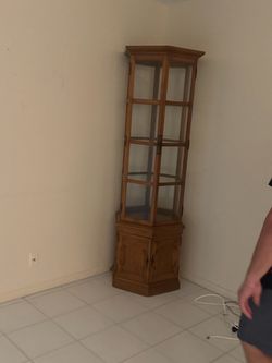 Hexagonal Glass Corner Curio Cabinet