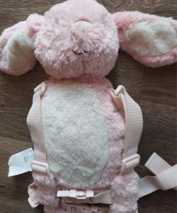 Plush 12" Eddie Bauer Pink Toy Dog Safety Harness Backpack w 5' Detachable Strap