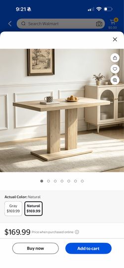 Minimalist Japandi Dining Table / Desk (Natural Wood Color) - like new