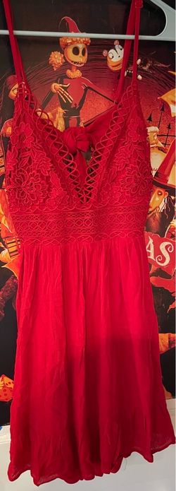 Red Lace Bodice Mini Dress