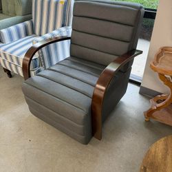 30" Swivel Accent Chairs Gray, with Solid Wood Armrests,Mid Century Leather Accent Chair (damage)
