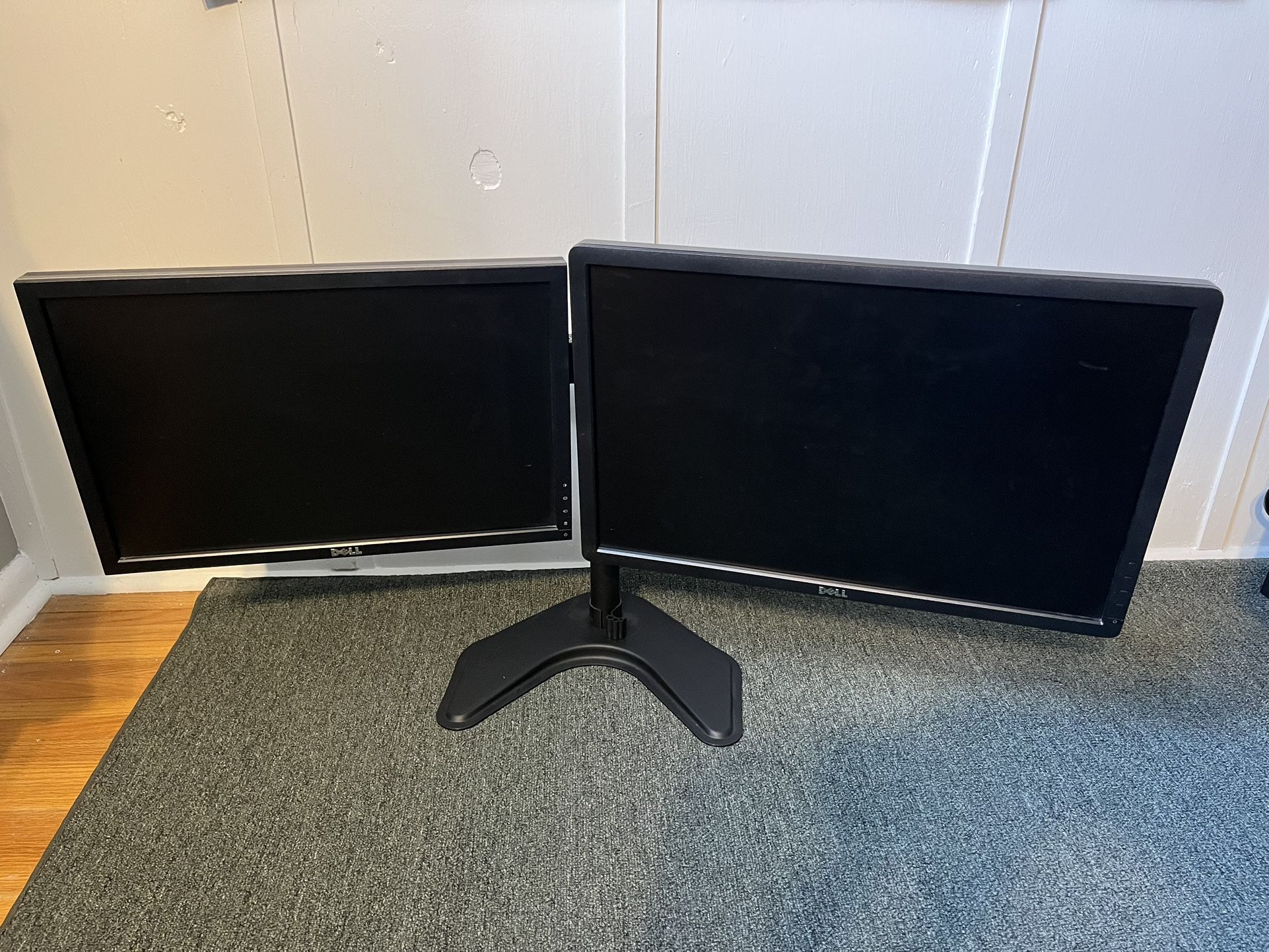 2x Dell LCD Monitors With Heavy-duty Stand