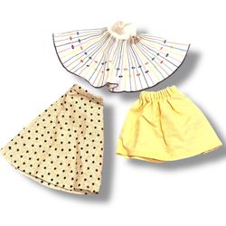 Barbie Doll Size Skirts Multicolor & Solid A Line & Full Elastic Waist Stars