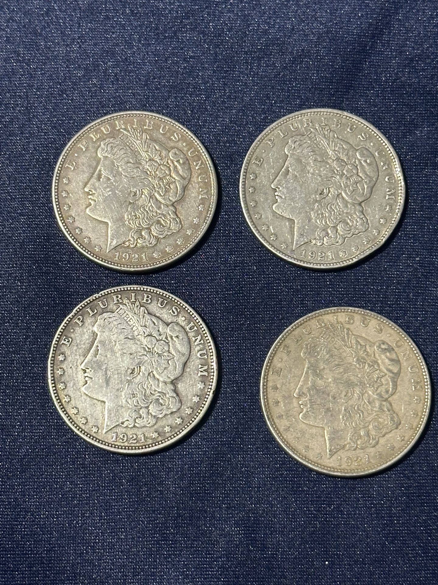 4- 1921 US Morgan Silver Dollar