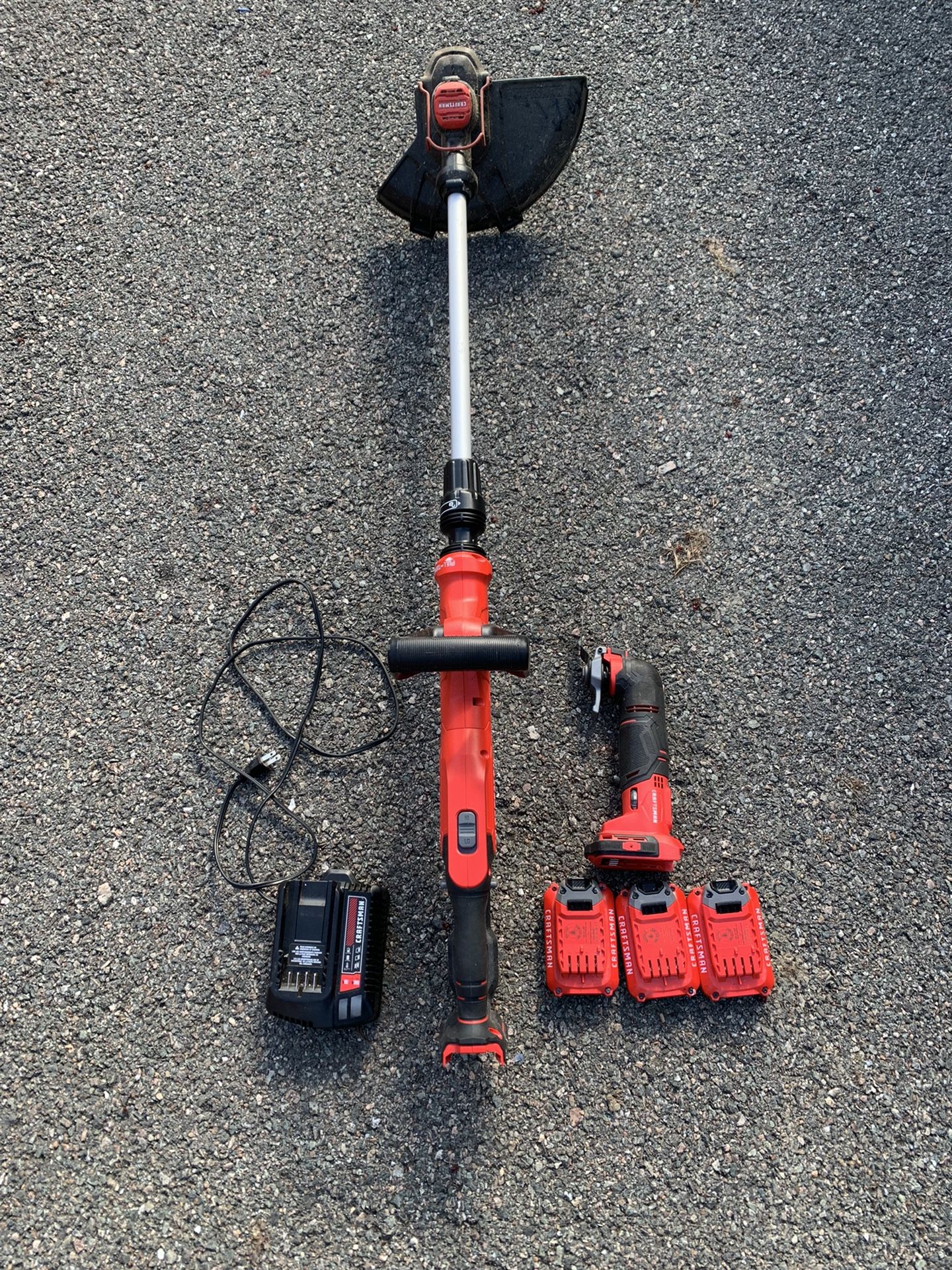 Craftsman Bundle (Weed Eater, Multi Tool, and 3 Batteries With Charger