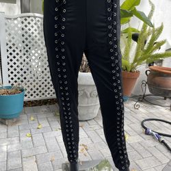 SHEIN Women's Pants rivet/tie leg black XL