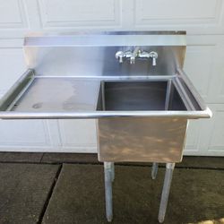 40" STAINLESS STEEL PREP-SINK with CHICAGO FAUCET 