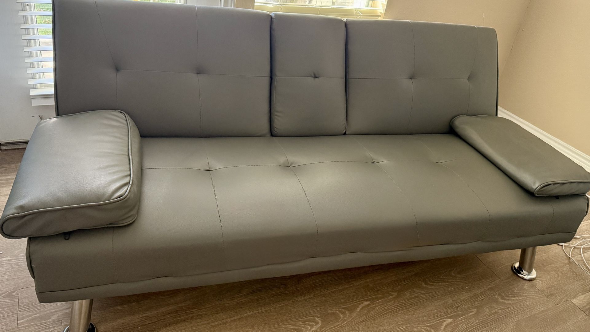 Futon Sofa Bed Comes With Two Arm Rest Holders