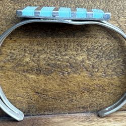Vintage Taxco Sterling Silver Cuff Bracelet with inlaid turquoise stones