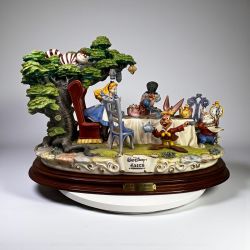 Disney Alice in Wonderland, Mad Hatter Tea Party Capodimonte Sculpture (Damaged)