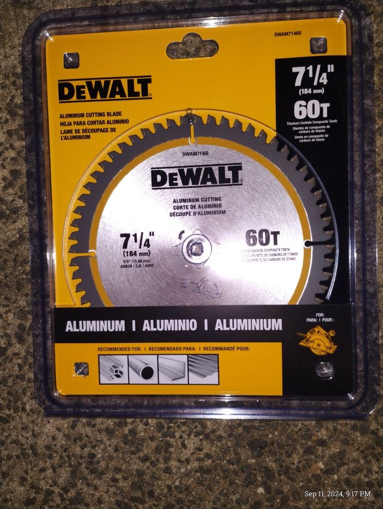 DeWALT 7 1/4" 60T ALUMINUM CUTTING BLADE