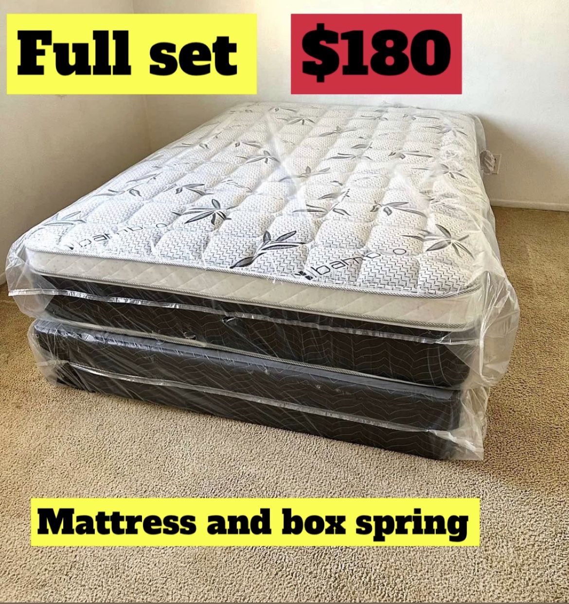 Full Size Pillow Top Mattress With Box Spring Included