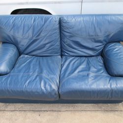 Leather Loveseat/Sofa With Ottoman
