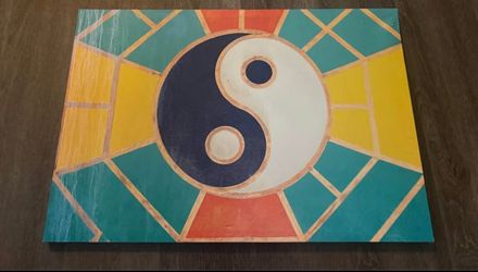 Earthbound Yin Yang Canvas Wall Art Wood frame