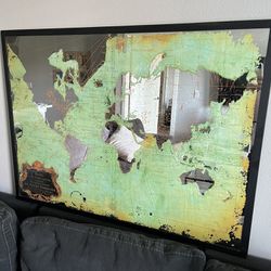 Green Mirror World Map Art 