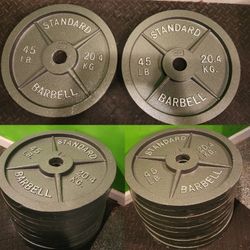 STANDARD BARBELL 45LB OLYMPIC PLATES WEIGHTS PLATE SET $99 A PAIR