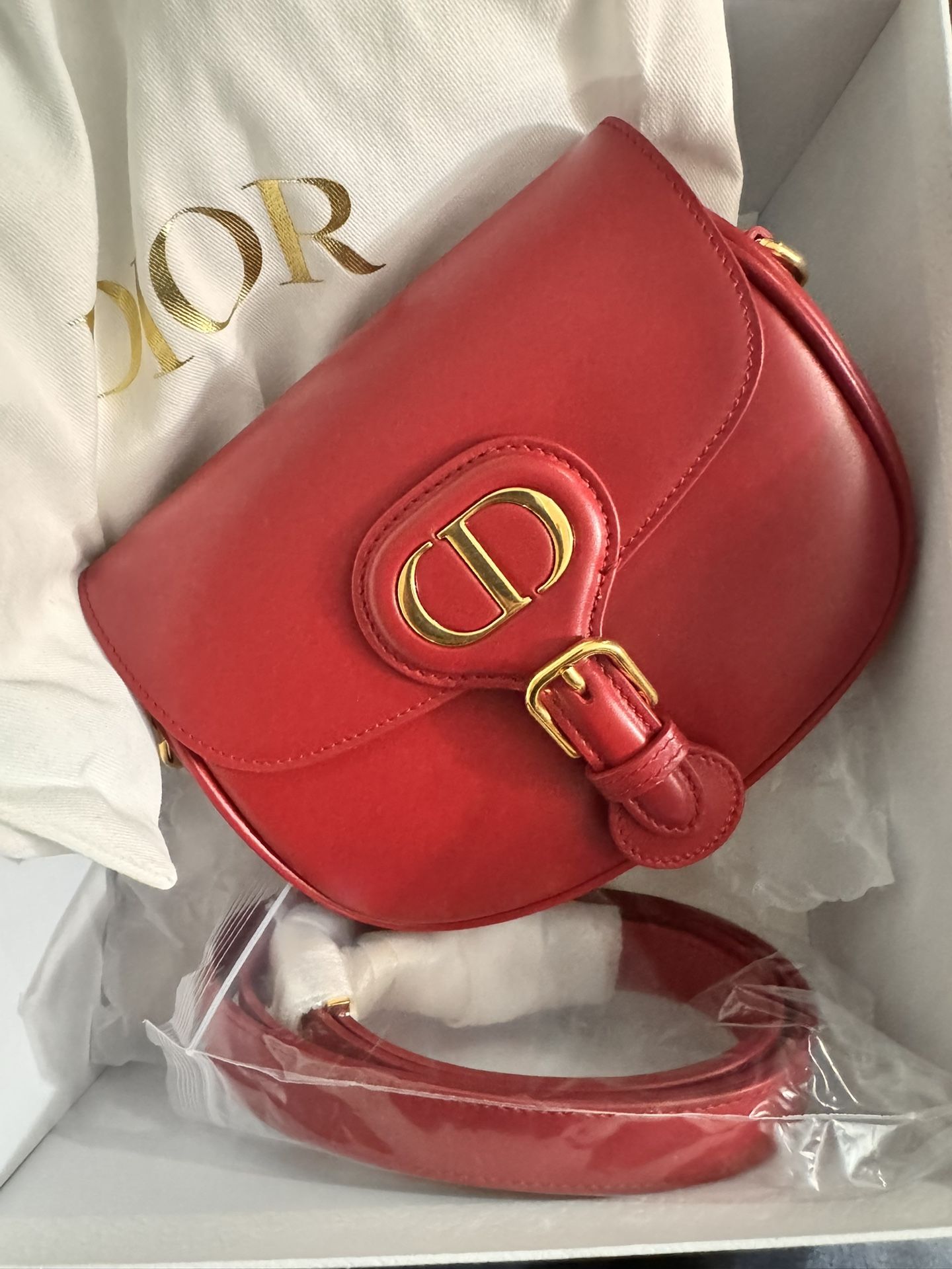 Brand new authentic Dior boddy small size red and gold hardware