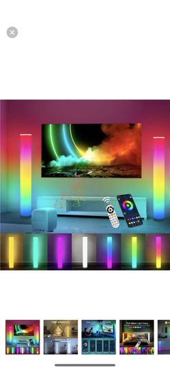 2Pack RGB Corner Floor Lamp Living Room Music Sync Color Changing LED Lights