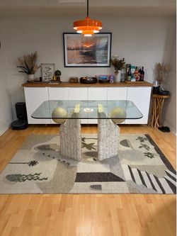 Modern Stone Base Glass Dining Table