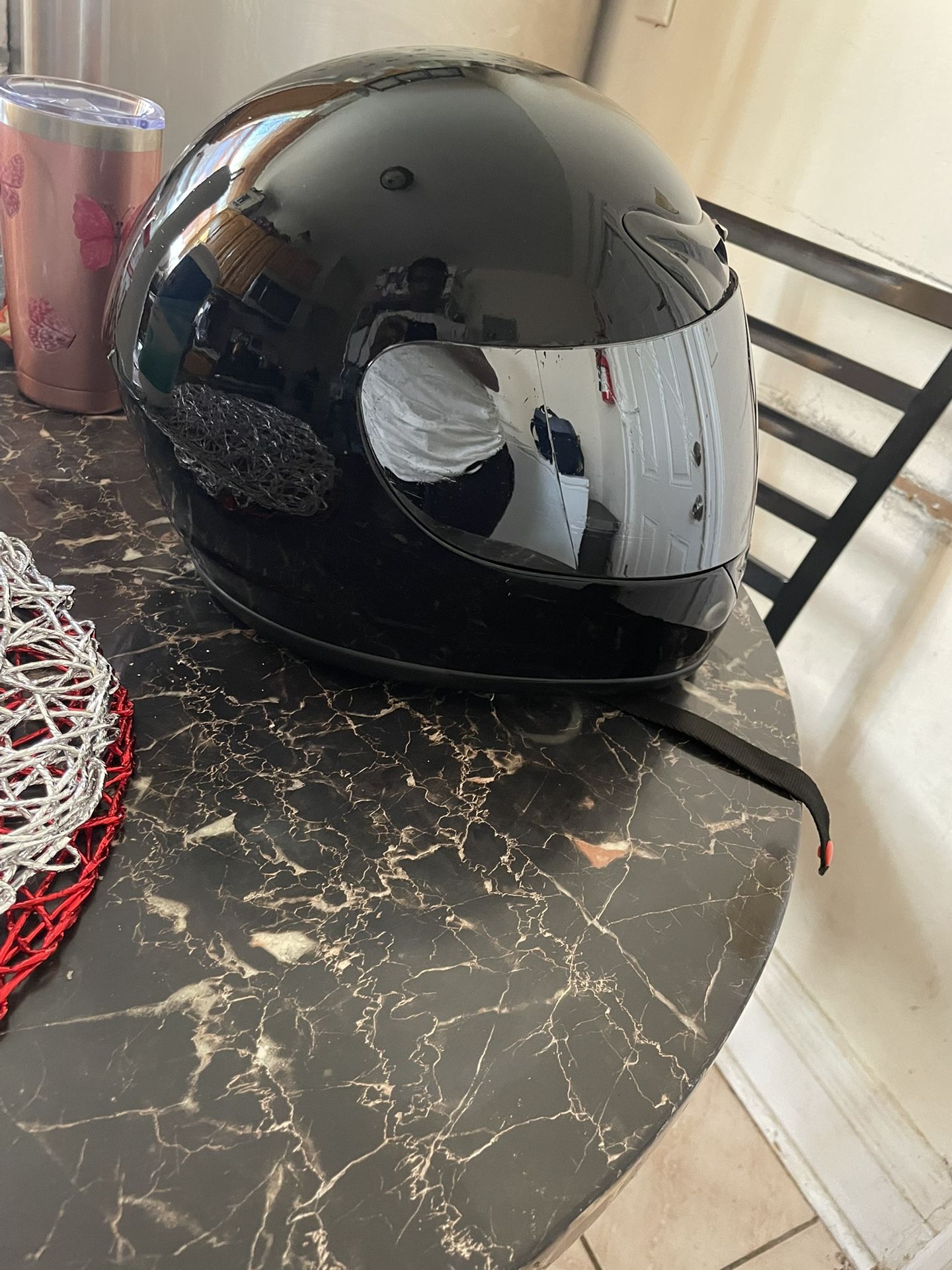 Blacked Out Helmet With Silver Tint Cover
