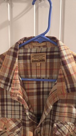 Freenature Slim Fit Flannel Plaid Shirt Size L