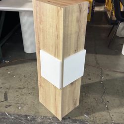 New Assembled Medicine 38H Single Door Cabinet, 3 Shelves, Light Oak/White