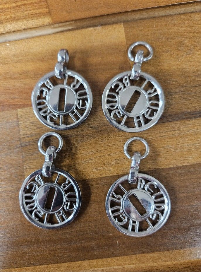 HENRI BENDEL LOT OF 3 BAG /PURSE SILVER TONE METAL ZIPPER PULL CHARMS APROX QUARTER SIZE