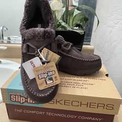SKECHERS Women's Glacial Ultra Millie Slip-in Slippers (Color-Chocolate / Size-8 USA)