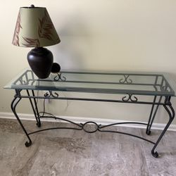 Wrought Iron & Glass Console / Sofa Table 