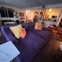 Large Purple Deep-Seat Couch – Clean & Comfortable