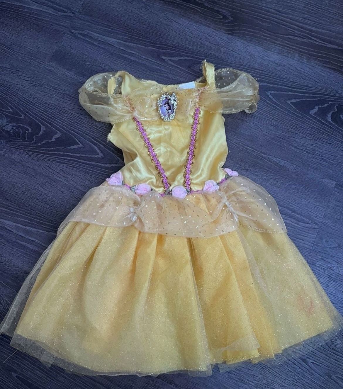 Disney Princess Belle Costume Dress – Size 3T– Glittery Gold & Rose