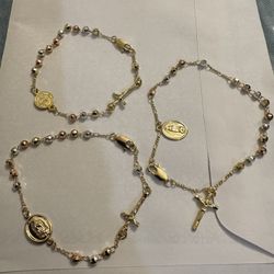 Pulseras Tipo Rosario En Oro Laminado// Gold Plated Rosary Bracelet 