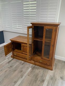 Oak Wood Entertainment Center Cabinet
