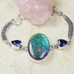 Opal Tripplet 925 Sterling Silver Plated Gemstone Bracelet
