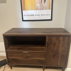 Filing Cabinet, Credenza, Walnut Finish 