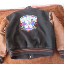 Vintage RARE Disney Studio Editions Mickey TV Leather Jacket Varsity Letterman L