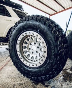 New: Black Rhino 17” 6x139.7 Machine wheels & 285-70-R17  mickey thompson Baja boss tires for 6 lug truck suv (We Finance)