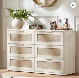 6 Drawer Rattan Dresser for Bedroom