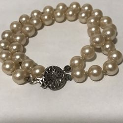 Pearl Bracelet Knotted Vintage Faux 