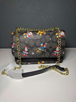 Coach Disney Holiday Monogram Crossbody Bag Wallet on Chain