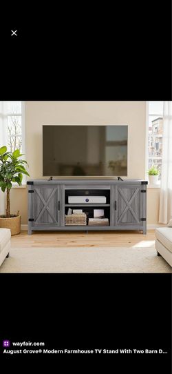 NEW TV STAND WITH 2 DOORS – GREY