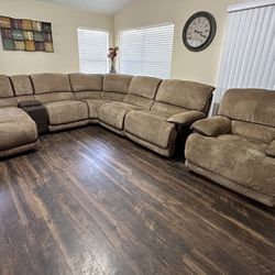 Sectional Couch From Man Wah Furniture 6 Piece With Lounge,  And Matching Chair