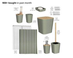 8-Piece Sage Green Bathroom Accessories Set with Shower Curtain - New