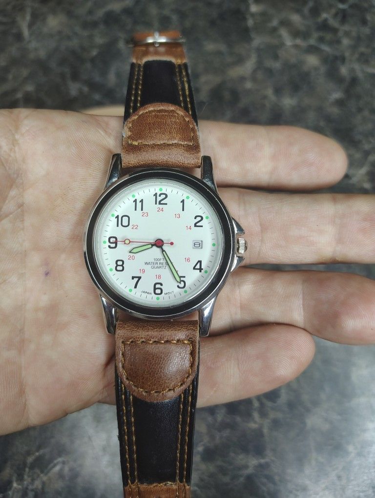 Japanese Quartz Field watch Brown/Black Strap