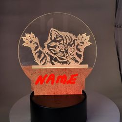 Personalized Custom Cat Breed LED Light, Night Light  