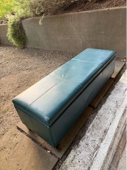 Blue storage ottoman