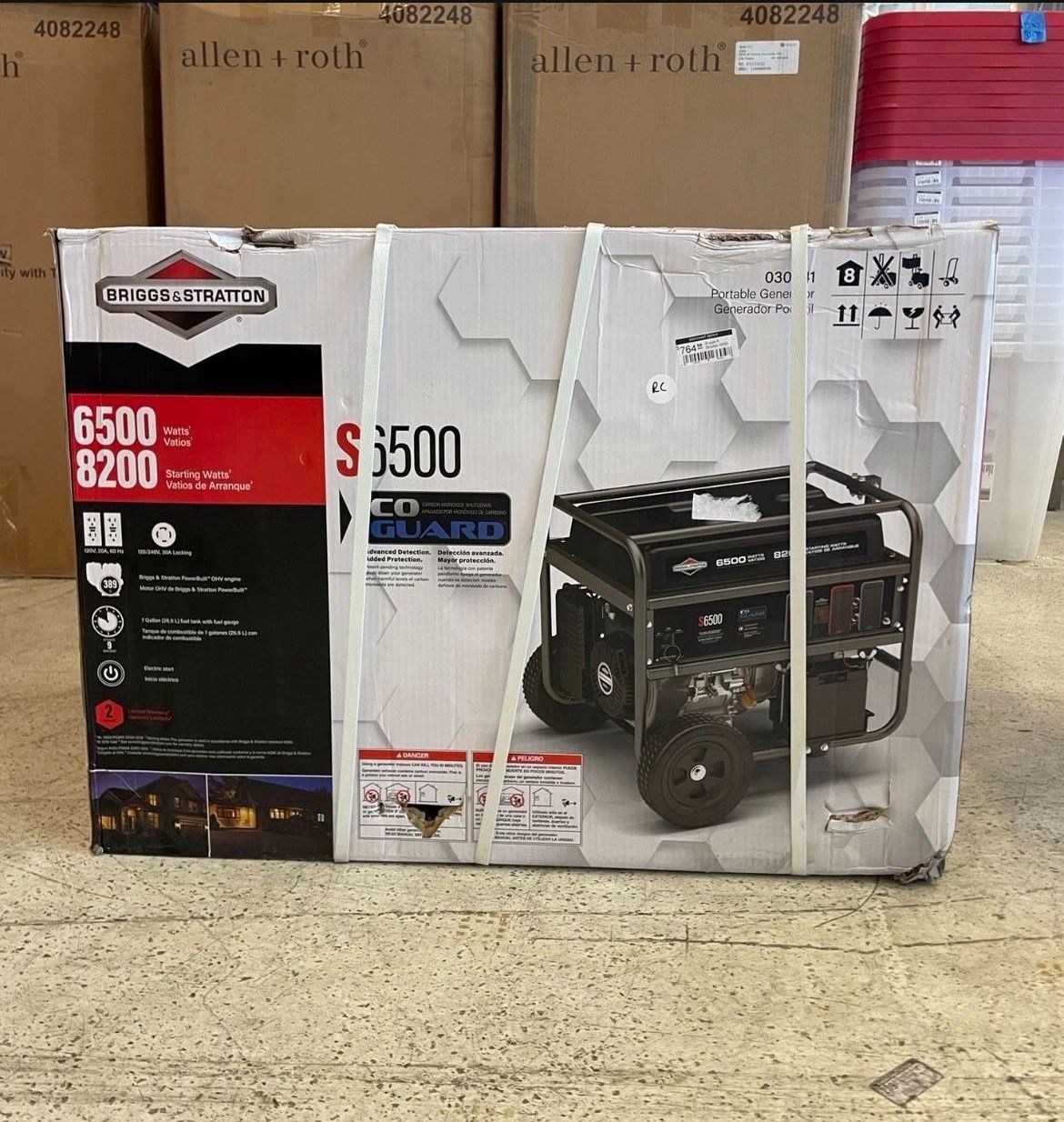 6500-Watt Electric Switch Gasoline Powered Portable Generator with B and S OHV Engine Featuring CO Guard……030841