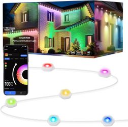 Permanent Outdoor Christmas Lights for House,50ft Smart RGB+IC Color Outdoor Lights with 63 Scene,IP67 Waterproof 36 LED Eaves Lights for Holiday- Ale