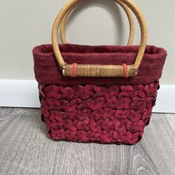 Ladies Red New Straw Handmade Handbag